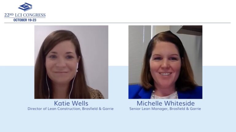 Video conference screen showing two professional women, Katie Wells and Michelle Whiteside, leaning in during the 22nd LCI Congress.