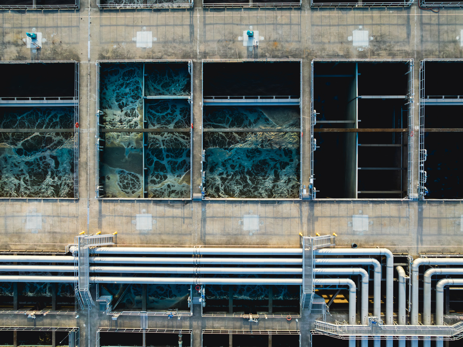 Clarifiers and aeration basins at Central Water Reclamation Facility in Nashville. 